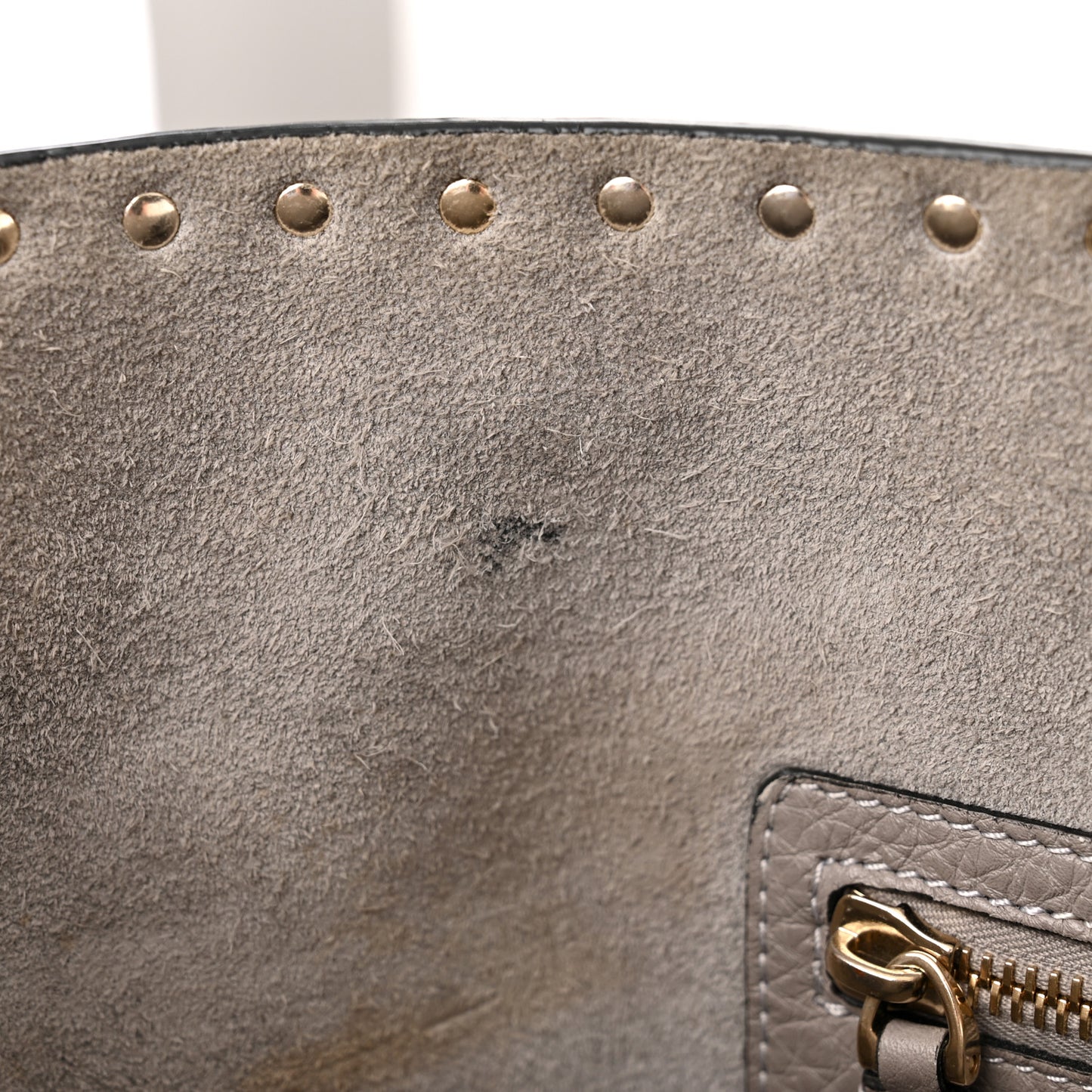 Grained Calfskin Rockstud Shoulder Tote Perla