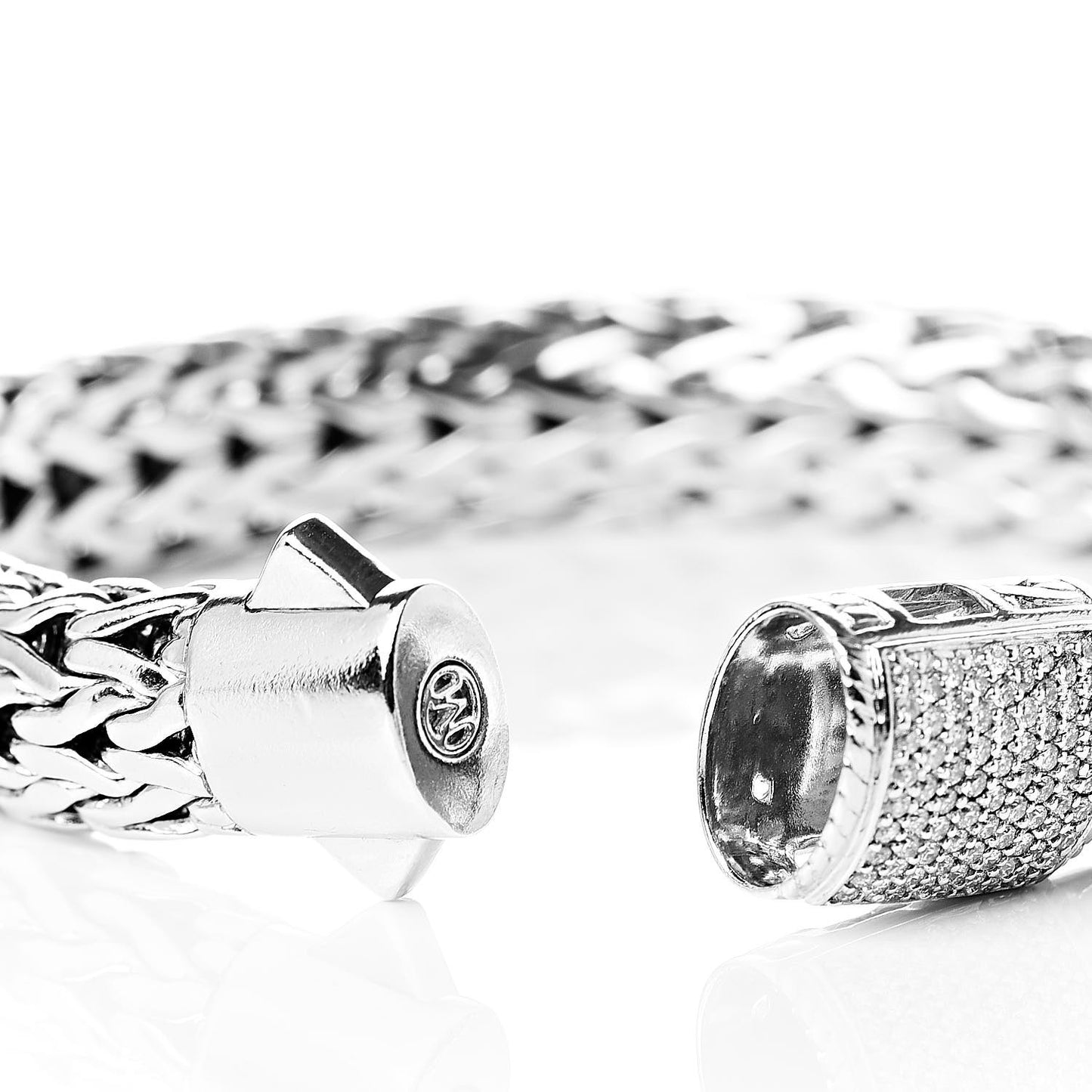 Sterling Silver Diamond 11mm Classic Chain Bracelet
