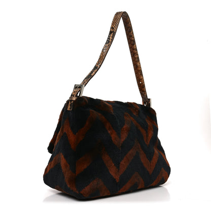 Fendi Mink Snakeskin Chevron Mama Baguette 3 of 11
