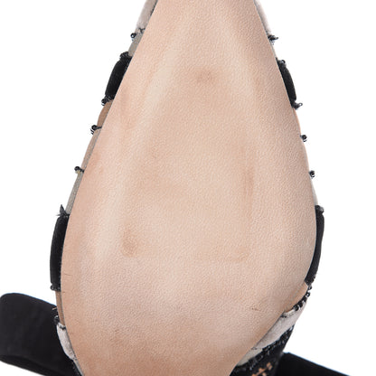 Christian Dior Suede Tulle Velvet Embroidered Sweet D Sling-Back Pumps 37 Pink Grey 6 of 13