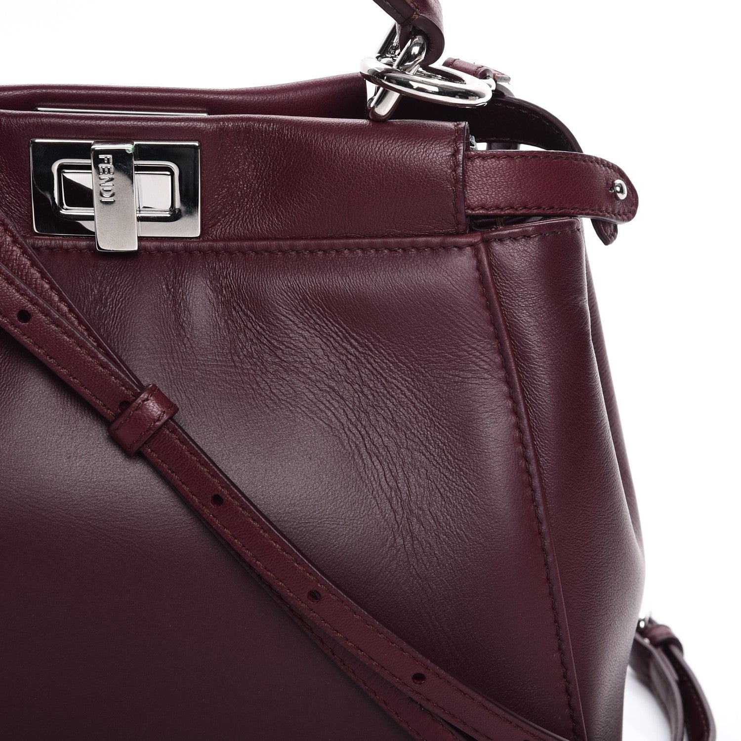 Fendi Nappa Mini Peekaboo Iconic Satchel Bordeaux 9 of 10