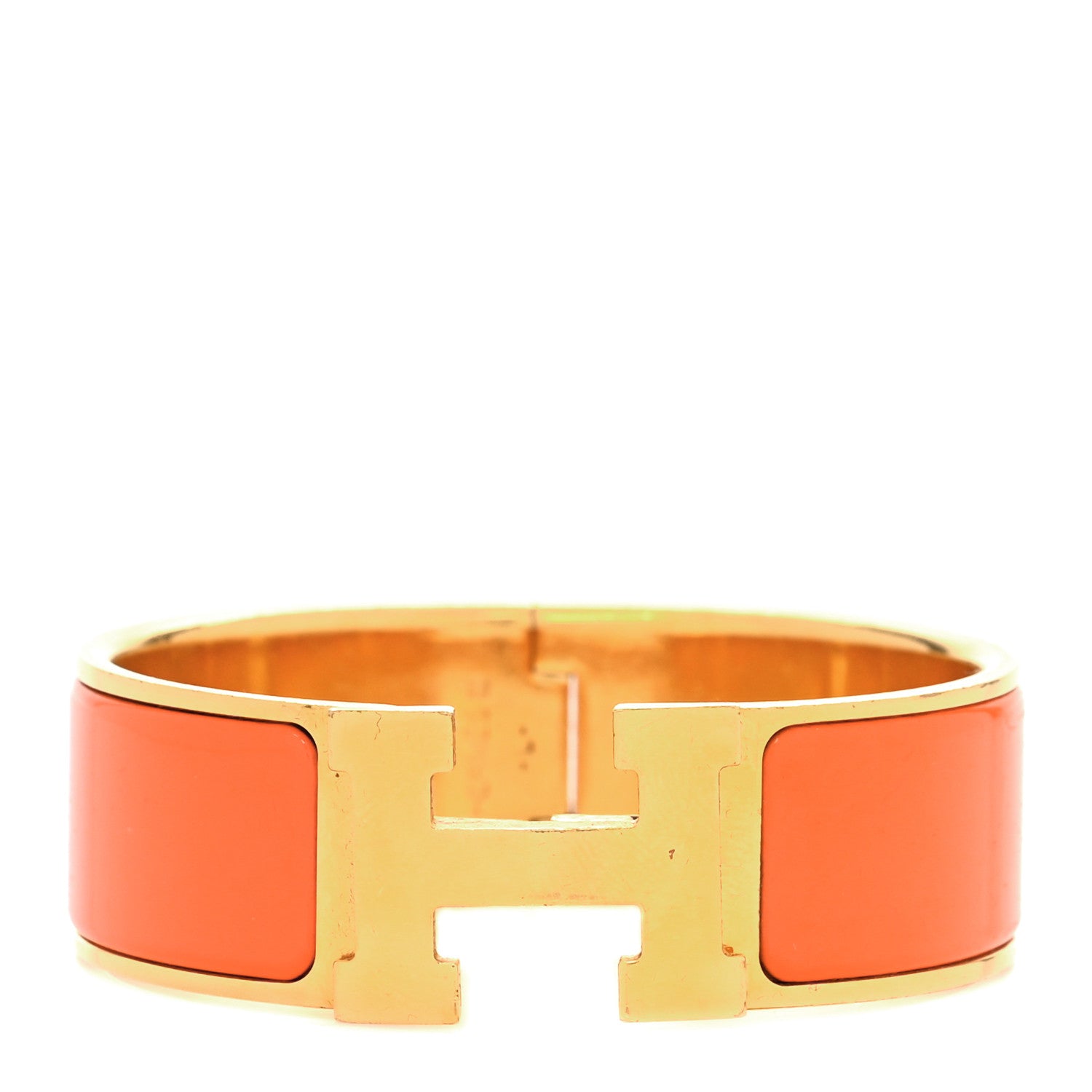 Hermes Enamel Wide Clic Clac H Bracelet GM Orange 1 of 6