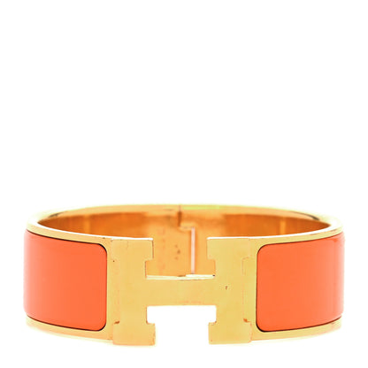 Hermes Enamel Wide Clic Clac H Bracelet GM Orange 1 of 6