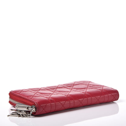 Christian Dior Lambskin Cannage Voyageur Wallet Red 4 of 9