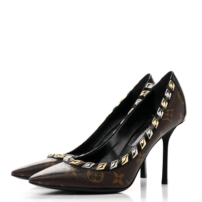 Louis Vuitton Calfskin Monogram Eldorado Pumps 36 Cacao 3 of 7