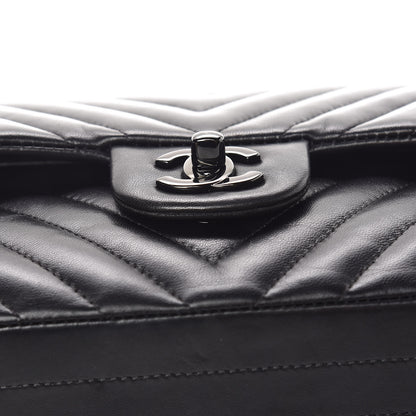 Chanel Lambskin Chevron Quilted Medium Double Flap So Black 19 of 21