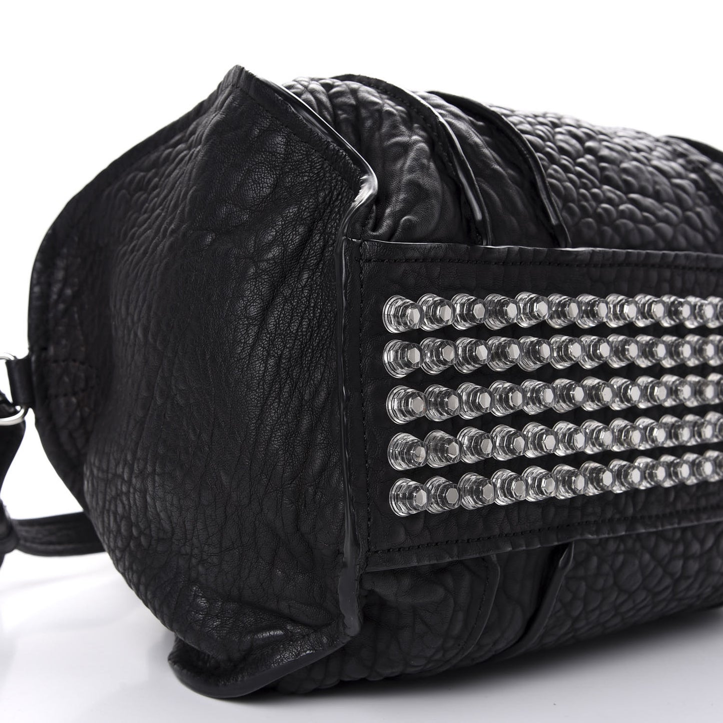 Pebbled Lambskin Inside Out Rocco Black Clear Resin Hardware