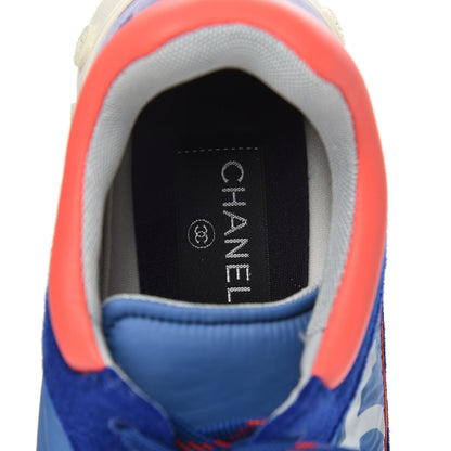 Chanel Wool Nylon Lambskin Suede Calfskin Womens Logo Sneakers 40 Blue Coral 6 of 9