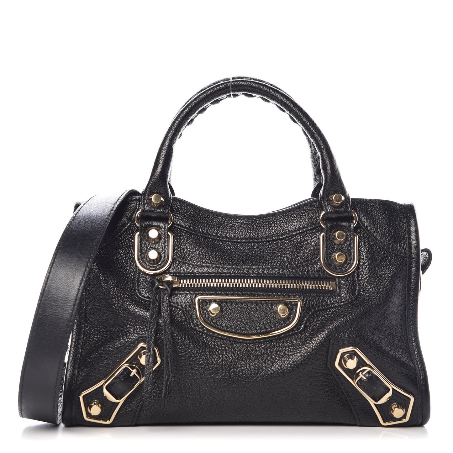 Chevre Gold Metallic Edge Hardware Mini City Black