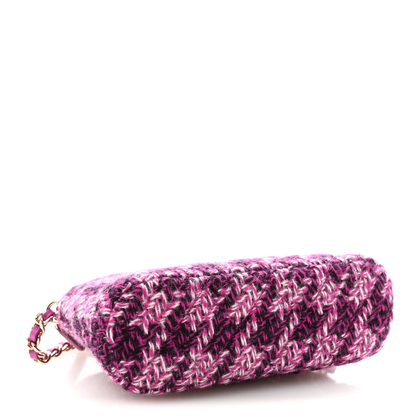 Tweed Quilted Mini Clutch With Chain Purple