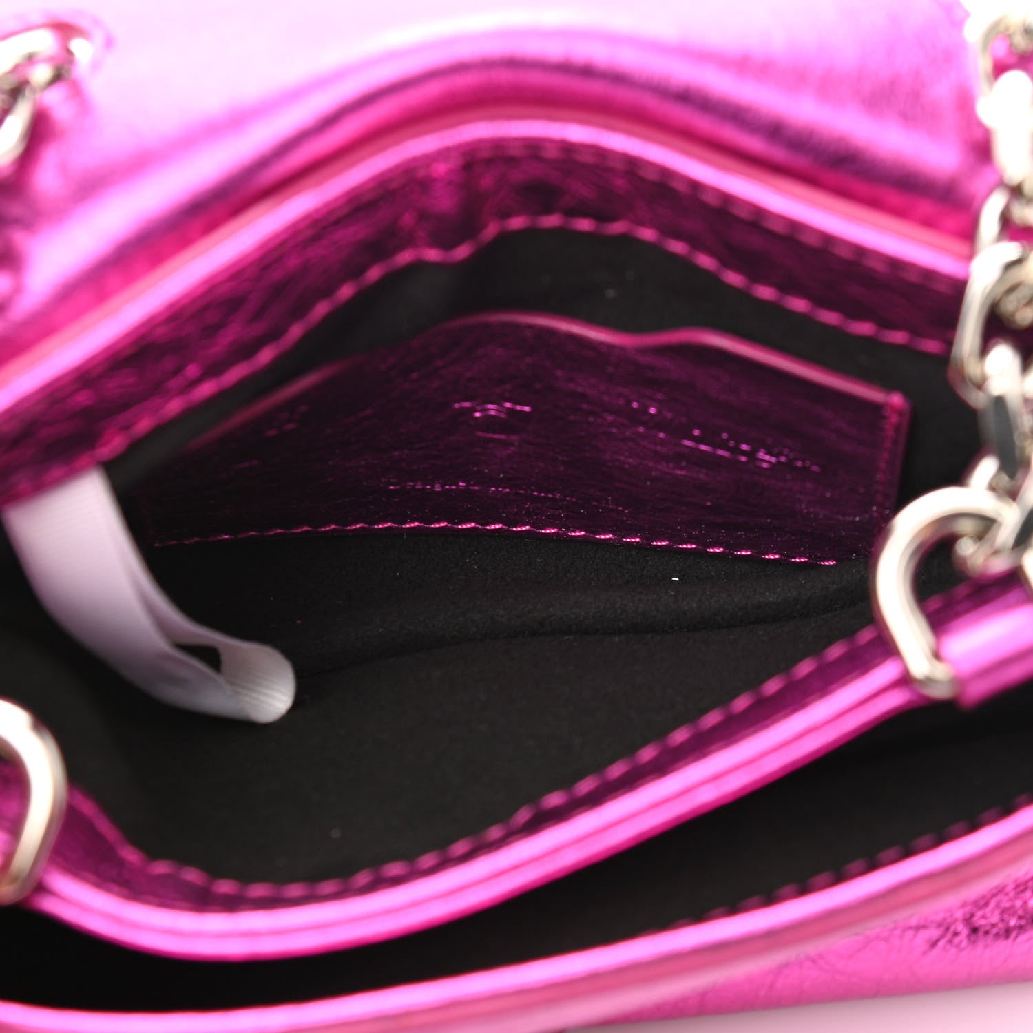 Off-White Calfskin Metallic Small Binder Clip Crossbody Pink 10 of 14