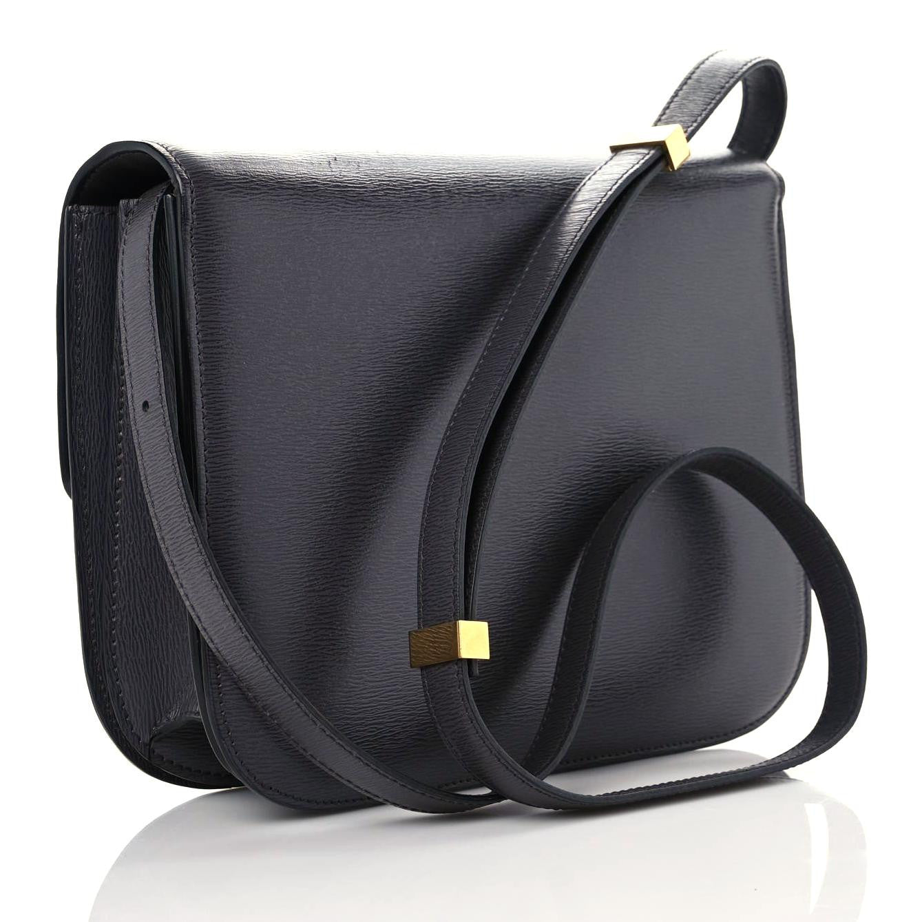 Liege Calfskin Medium Classic Box Flap Bag Dark Blue