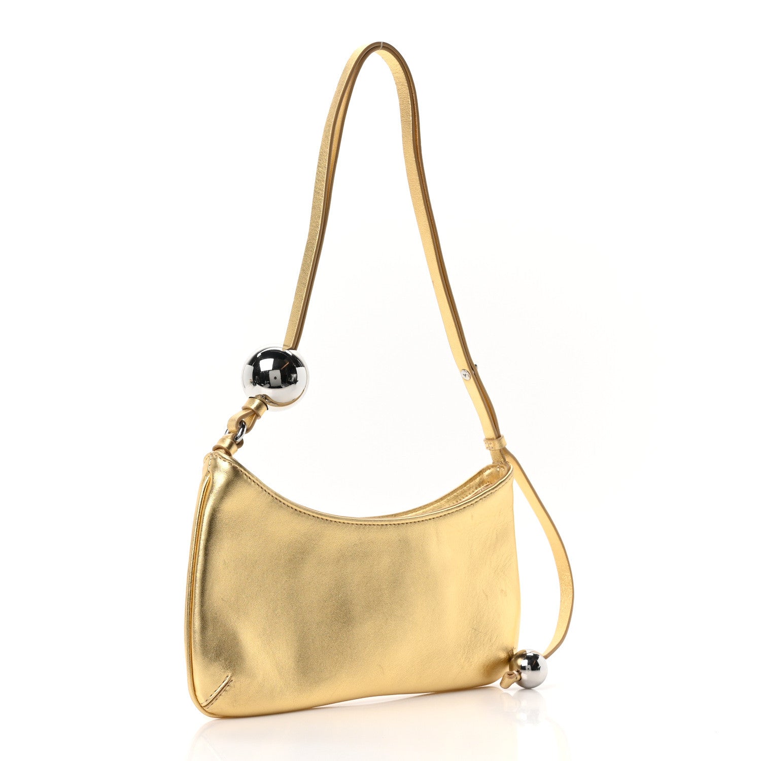 Jacquemus Metallic Smooth Calfskin Le Bisou Perle Gold 5 of 17