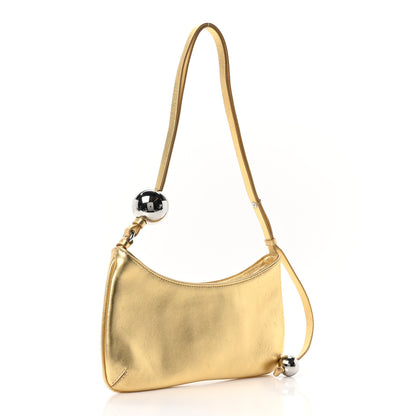Jacquemus Metallic Smooth Calfskin Le Bisou Perle Gold 5 of 17