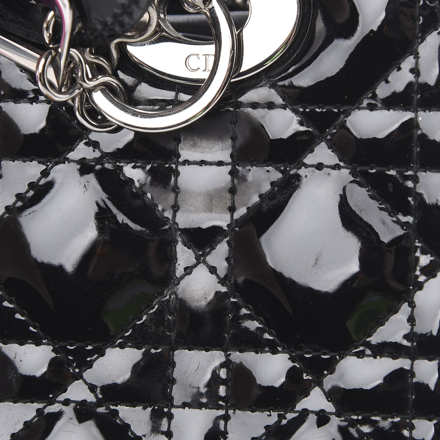 Patent Cannage Medium Lady Dior Black