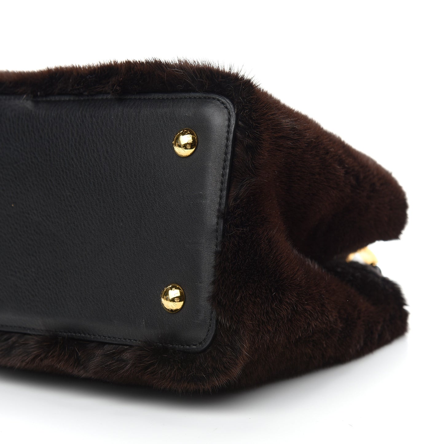 Mink Fur Capucines MM Dark Brown