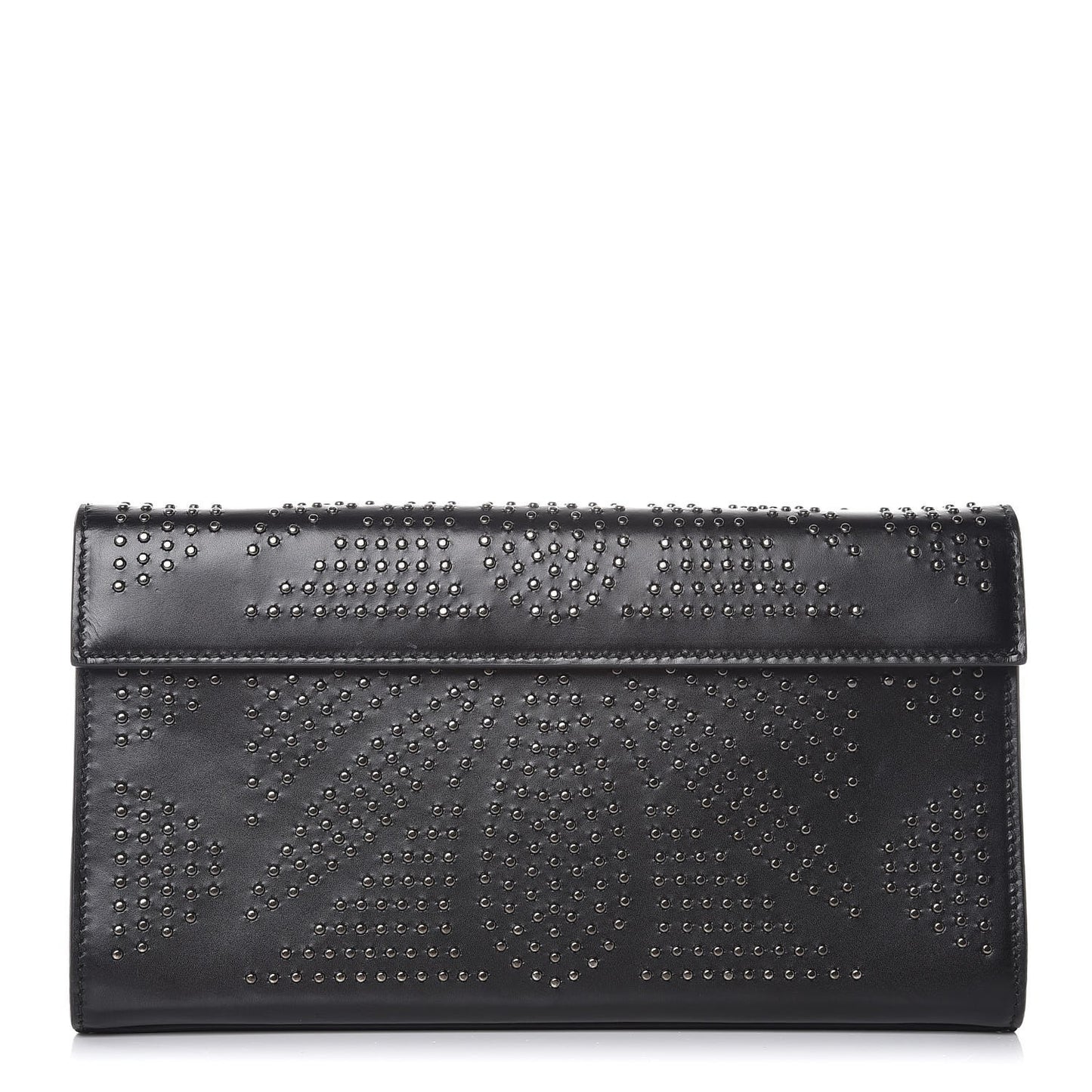 Calfskin Studded Clutch Black