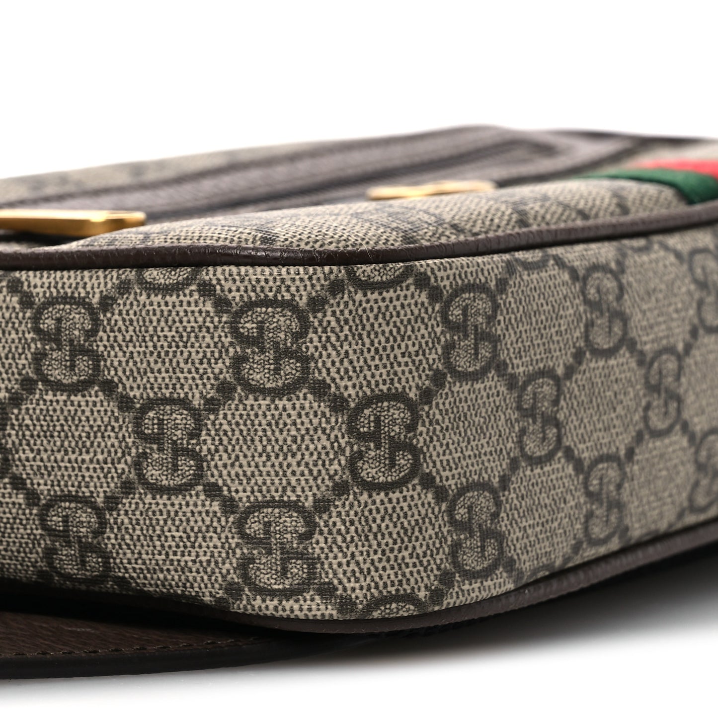 Soft GG Supreme Monogram Medium Ophidia Belt Bag  Dark Brown