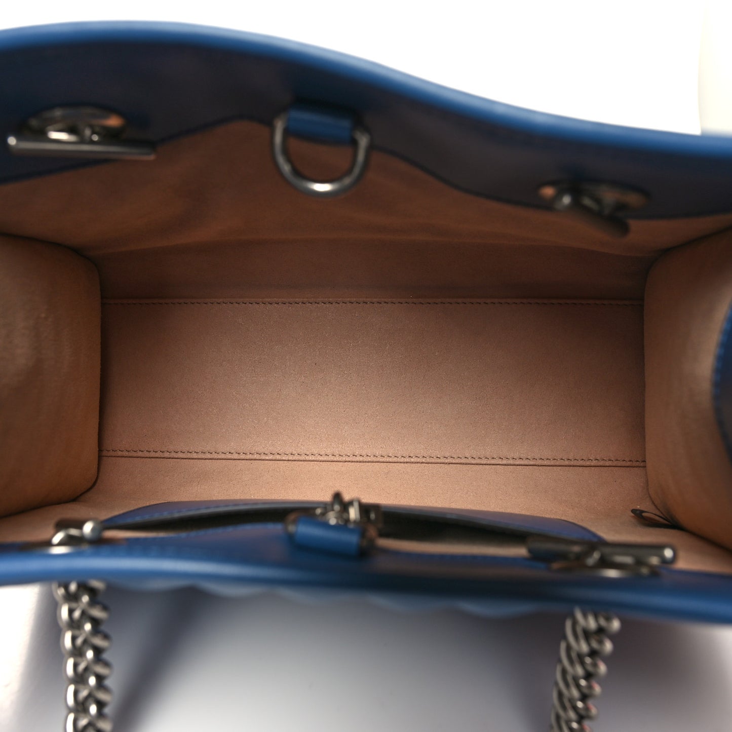 Calfskin Matelasse Aria Small GG Marmont Shoulder Tote Clear Blue