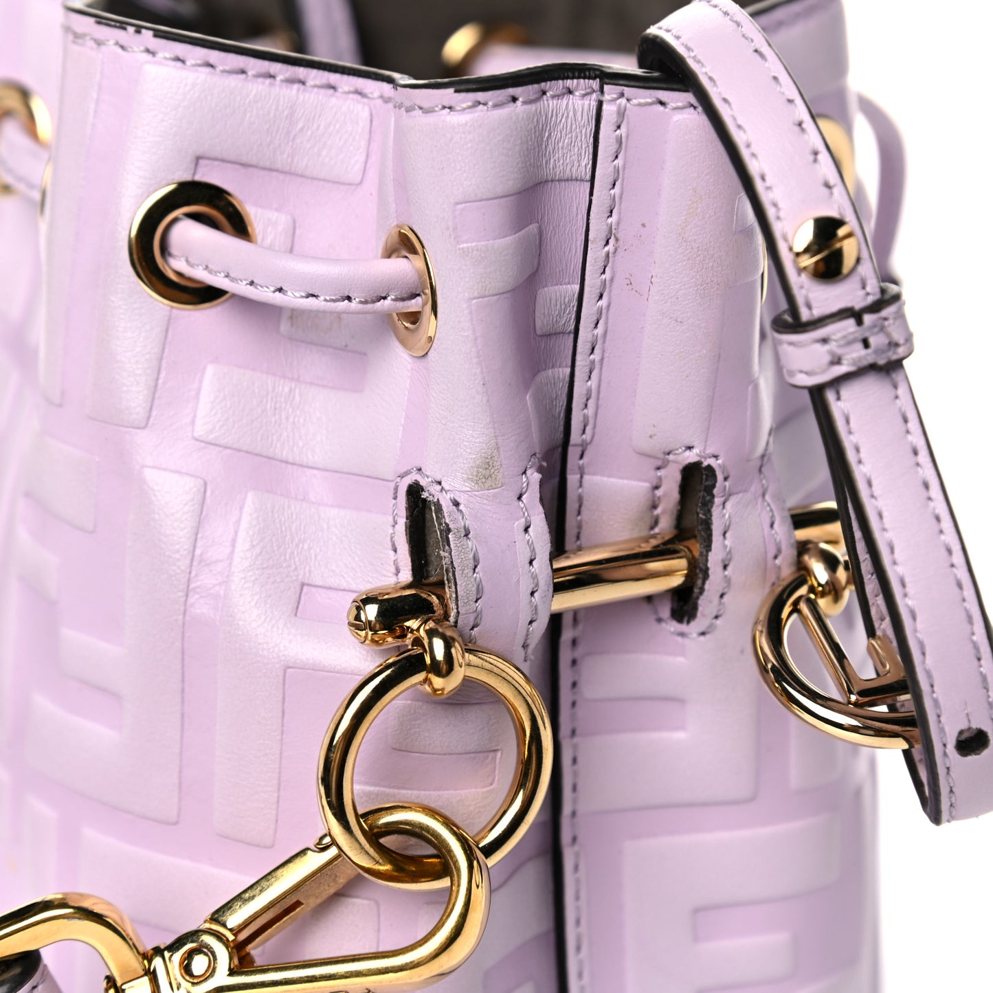 Vitello Termosport F is Fendi FF 1974 Embossed Mini Mon Tresor Bucket Bag Anemone