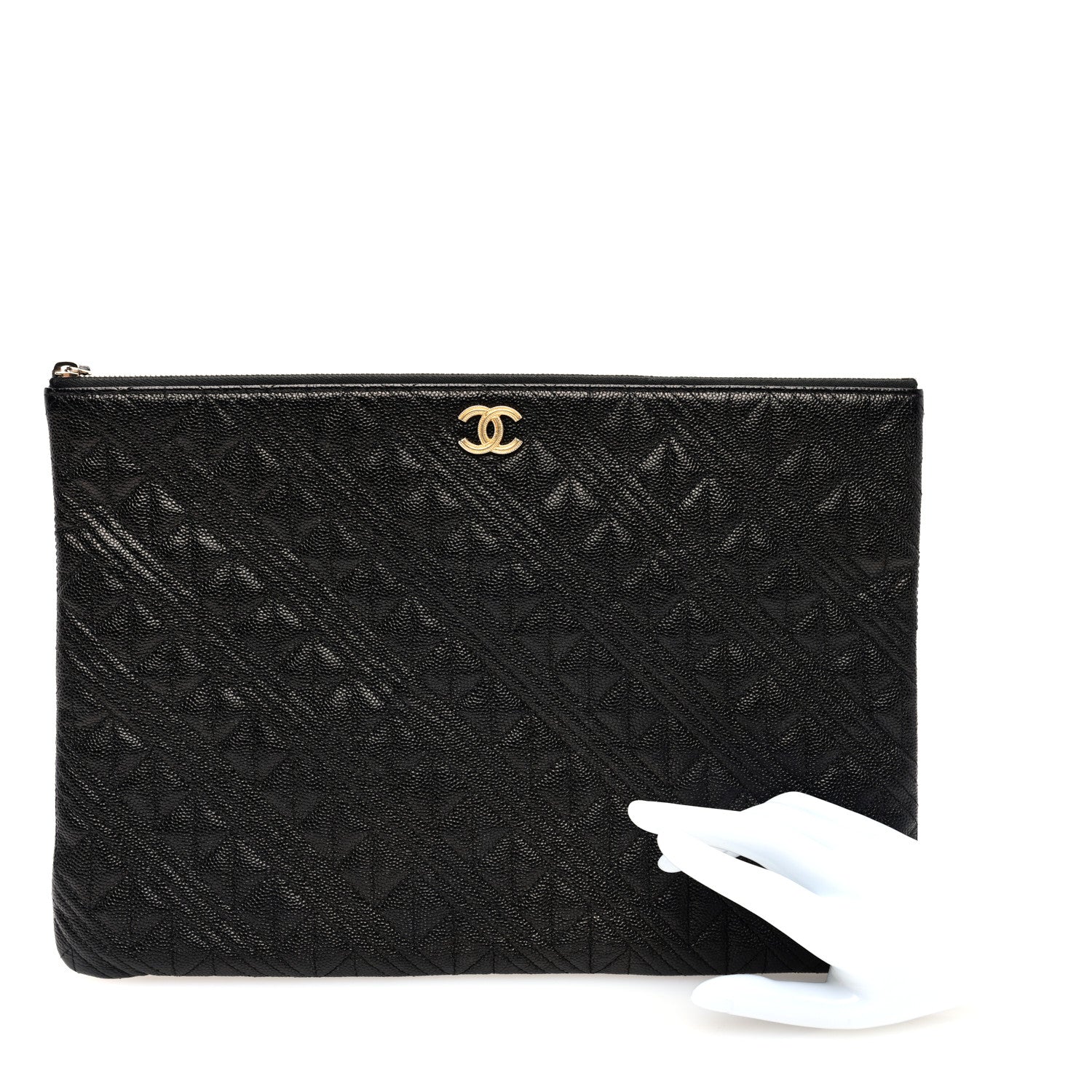 Chanel Caviar Geometric Quilted Cosmetic Case Black 2 of 7