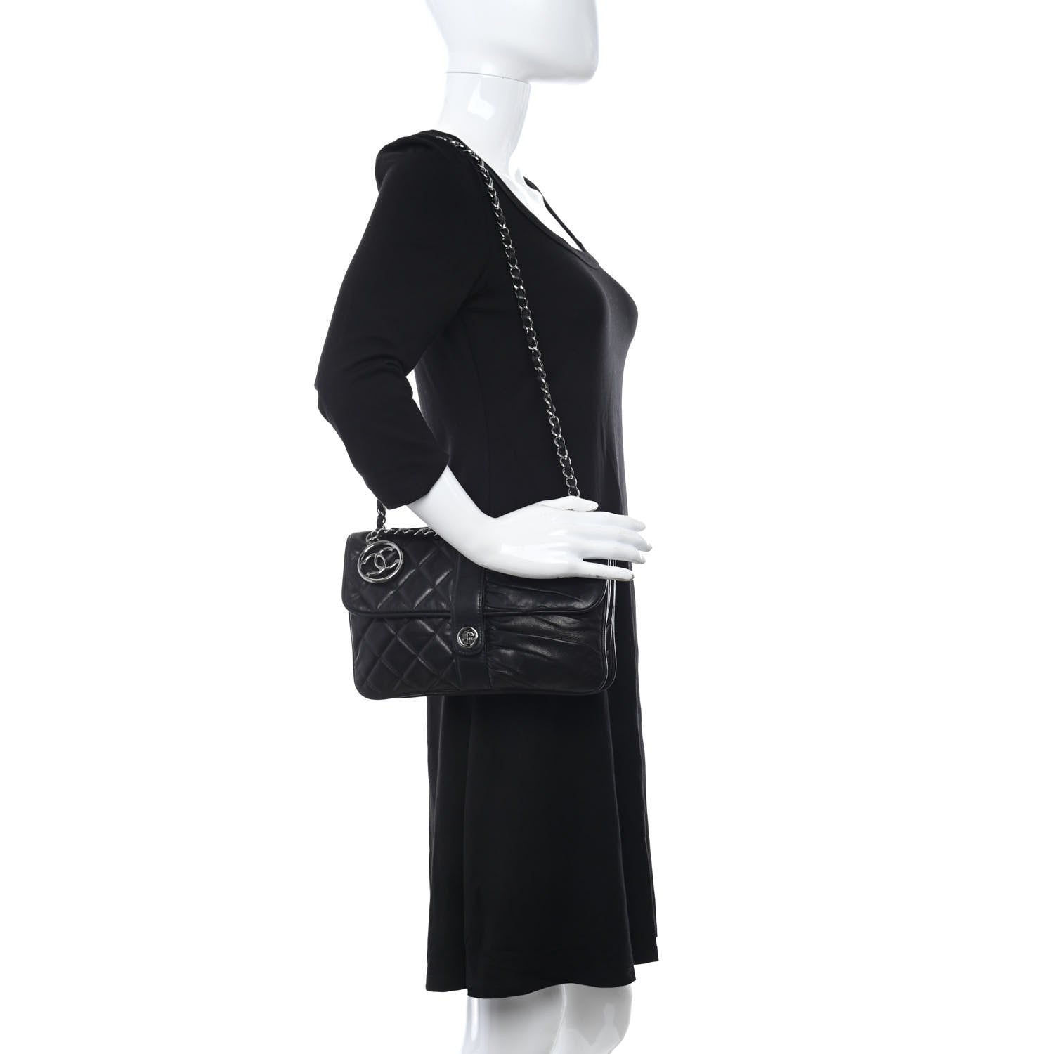 Chanel Lambskin Quilted Pile Ou Face Flap Black 2 of 11