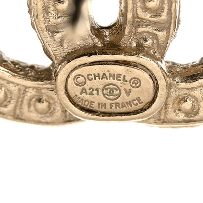 Chanel Pearl Crystal CC Earrings Light Gold 4 of 4