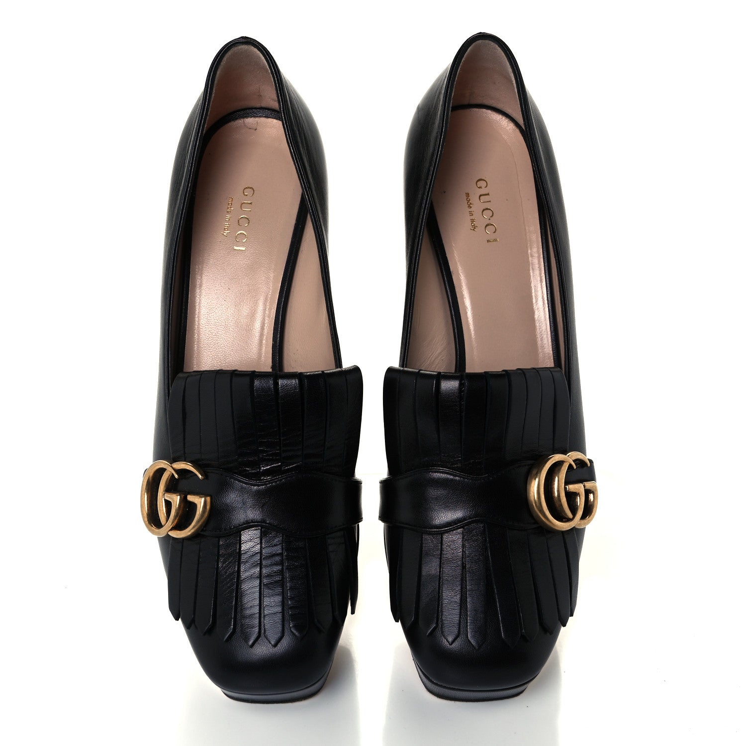 Gucci Malaga Kid GG Marmont Fringe Platform Loafer Pumps 39.5 Black 5 of 11