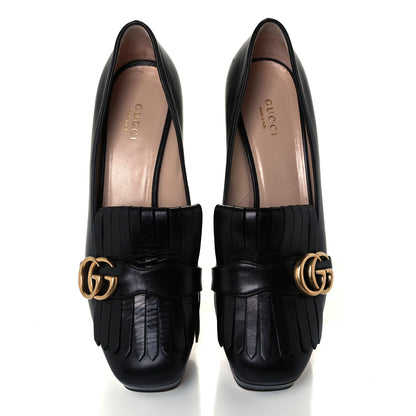 Gucci Malaga Kid GG Marmont Fringe Platform Loafer Pumps 39.5 Black 5 of 11
