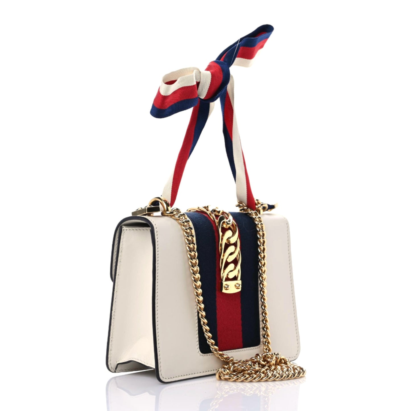 Calfskin Mini Sylvie Chain Shoulder Bag White