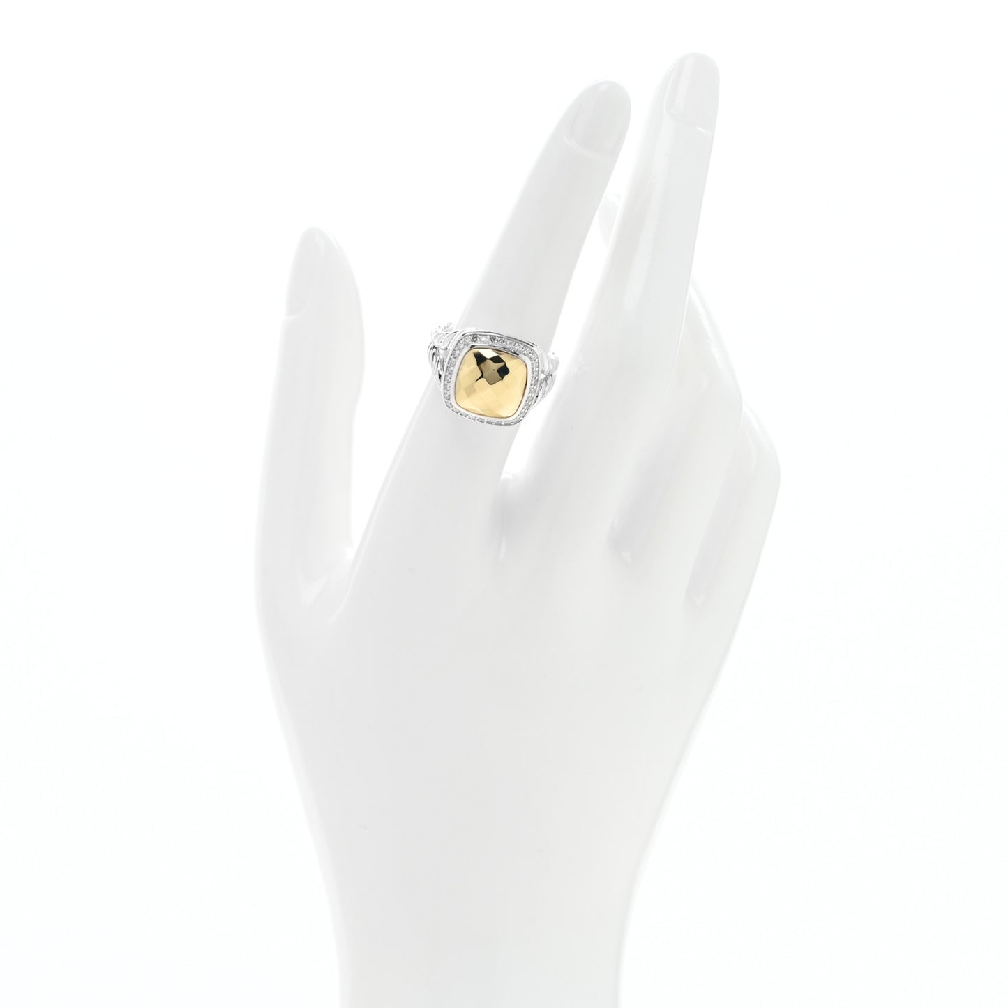 Sterling Silver 18K Yellow Gold Diamond 11mm Albion Ring 54 7