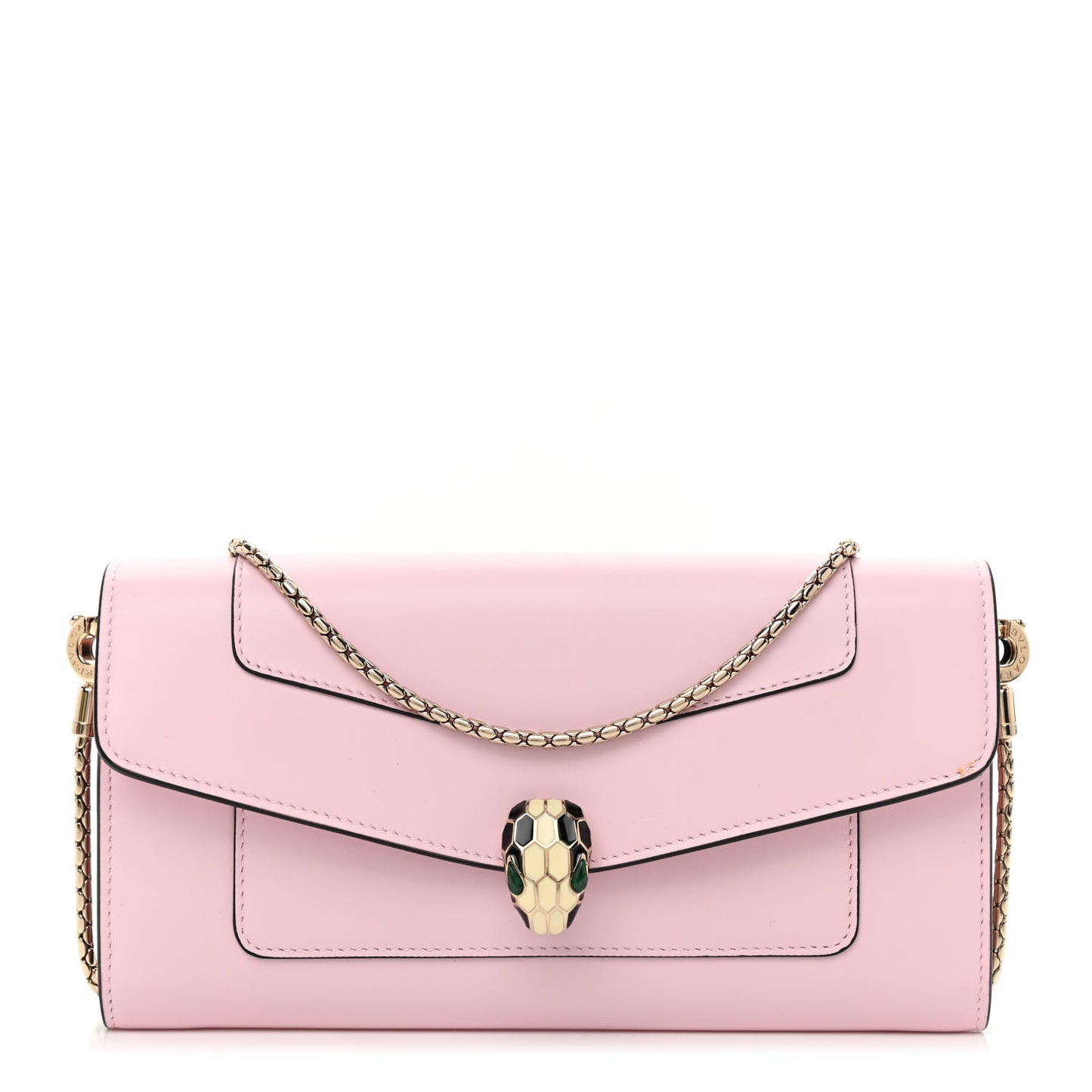 Calfskin Serpenti Forever Chain Wallet Flamingo Topaz
