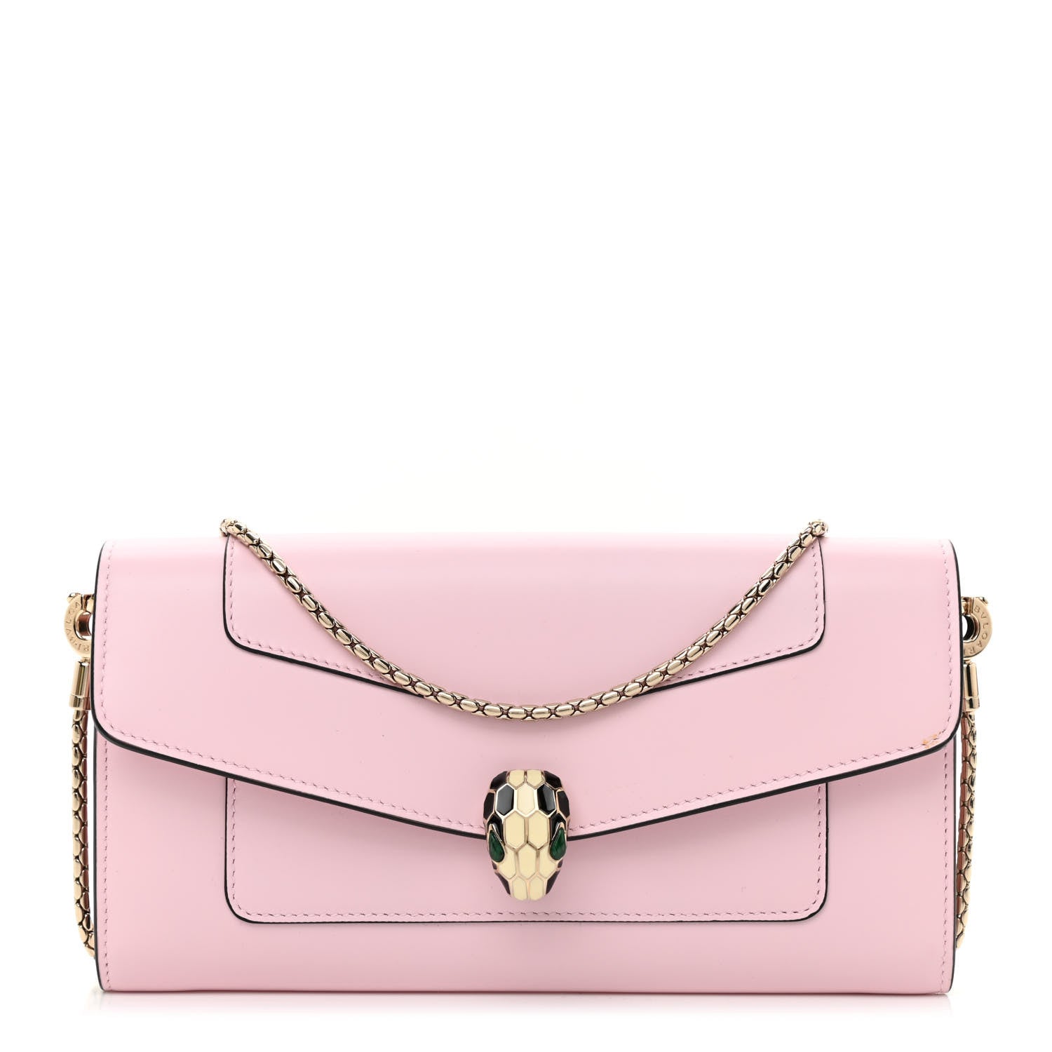 Bulgari Calfskin Serpenti Forever Chain Wallet Flamingo Topaz 1 of 8