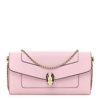 Bulgari Calfskin Serpenti Forever Chain Wallet Flamingo Topaz 1 of 8