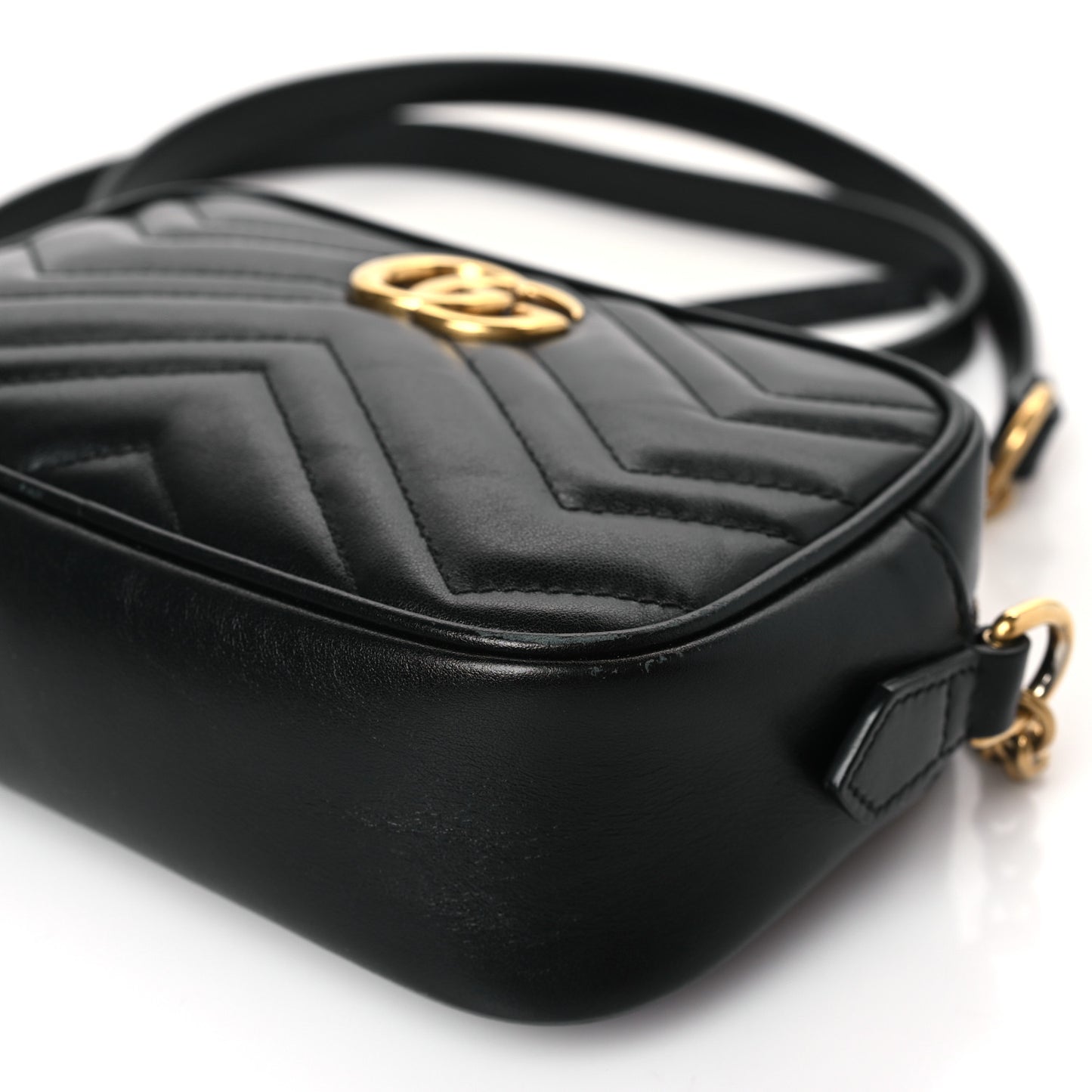 Calfskin Matelasse Mini GG Marmont Chain Shoulder Bag Black