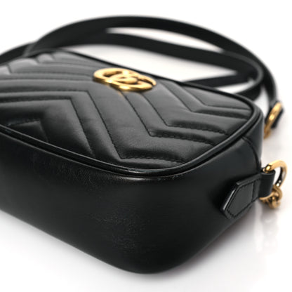 Gucci Calfskin Matelasse Mini GG Marmont Chain Shoulder Bag Black 9 of 9