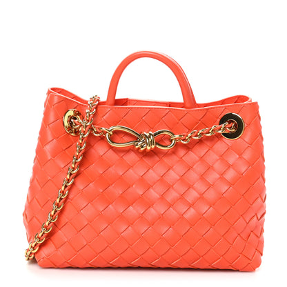 Bottega Veneta Nappa Intrecciato Small Andiamo With Chain Shoulder Bag Orange 1 of 8
