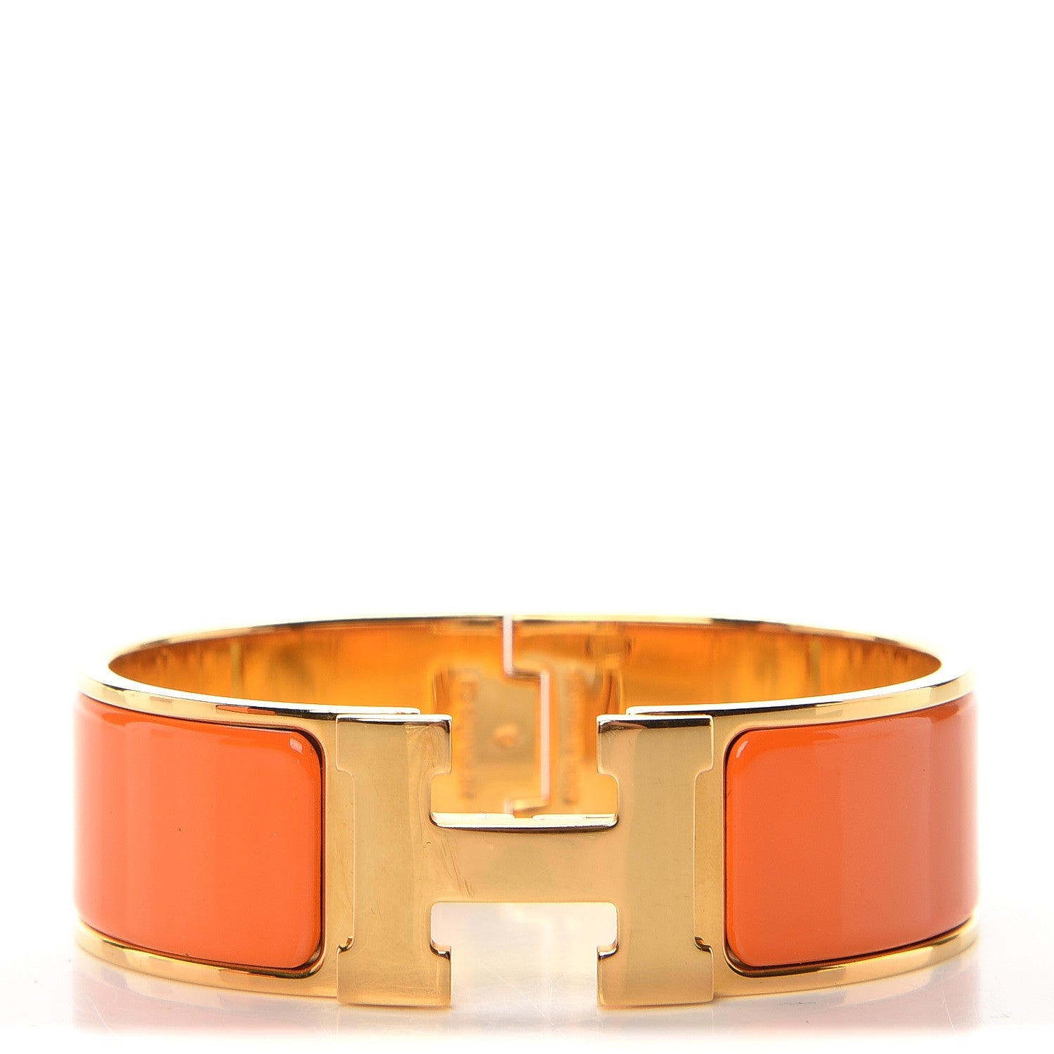 Hermes Enamel Wide Clic Clac H Bracelet GM Orange 1 of 5