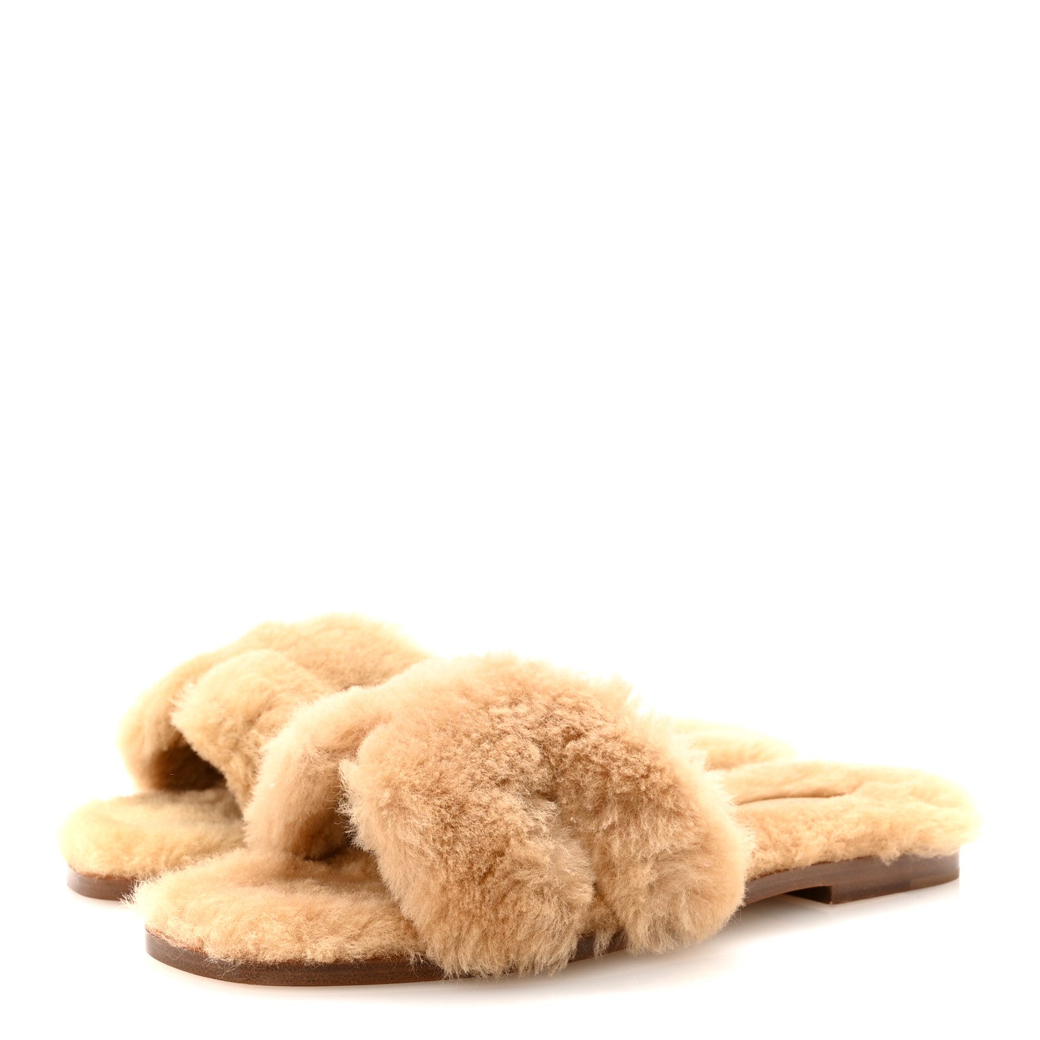 Hermes Woolskin Oran Sandals 37 Beige Argile 4 of 8