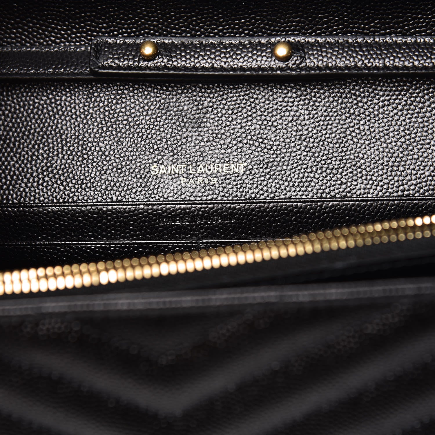 Saint Laurent Grain De Poudre Matelasse Chevron Monogram Chain Wallet Black 6 of 8