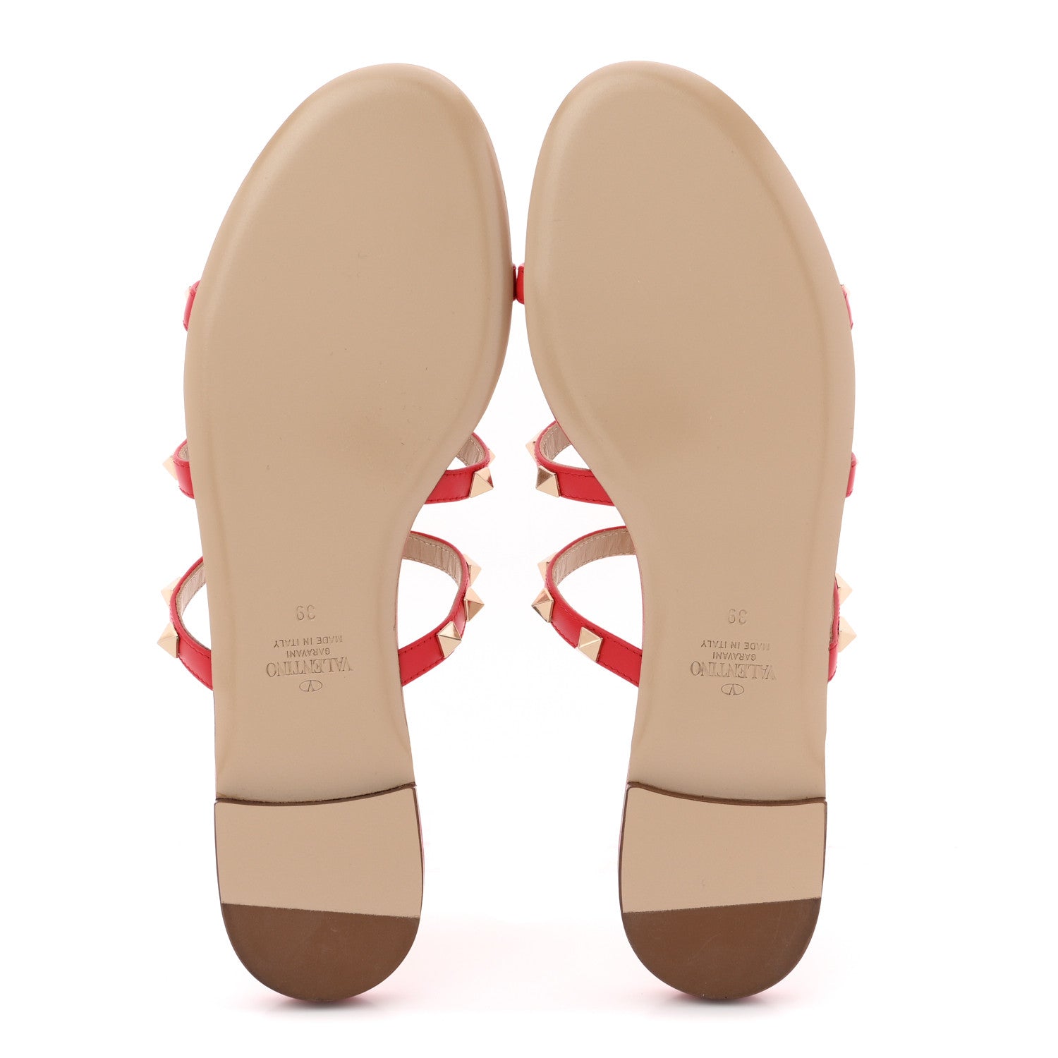 Valentino Garavani Nappa Rockstud Caged Flat Slide Sandals 39
