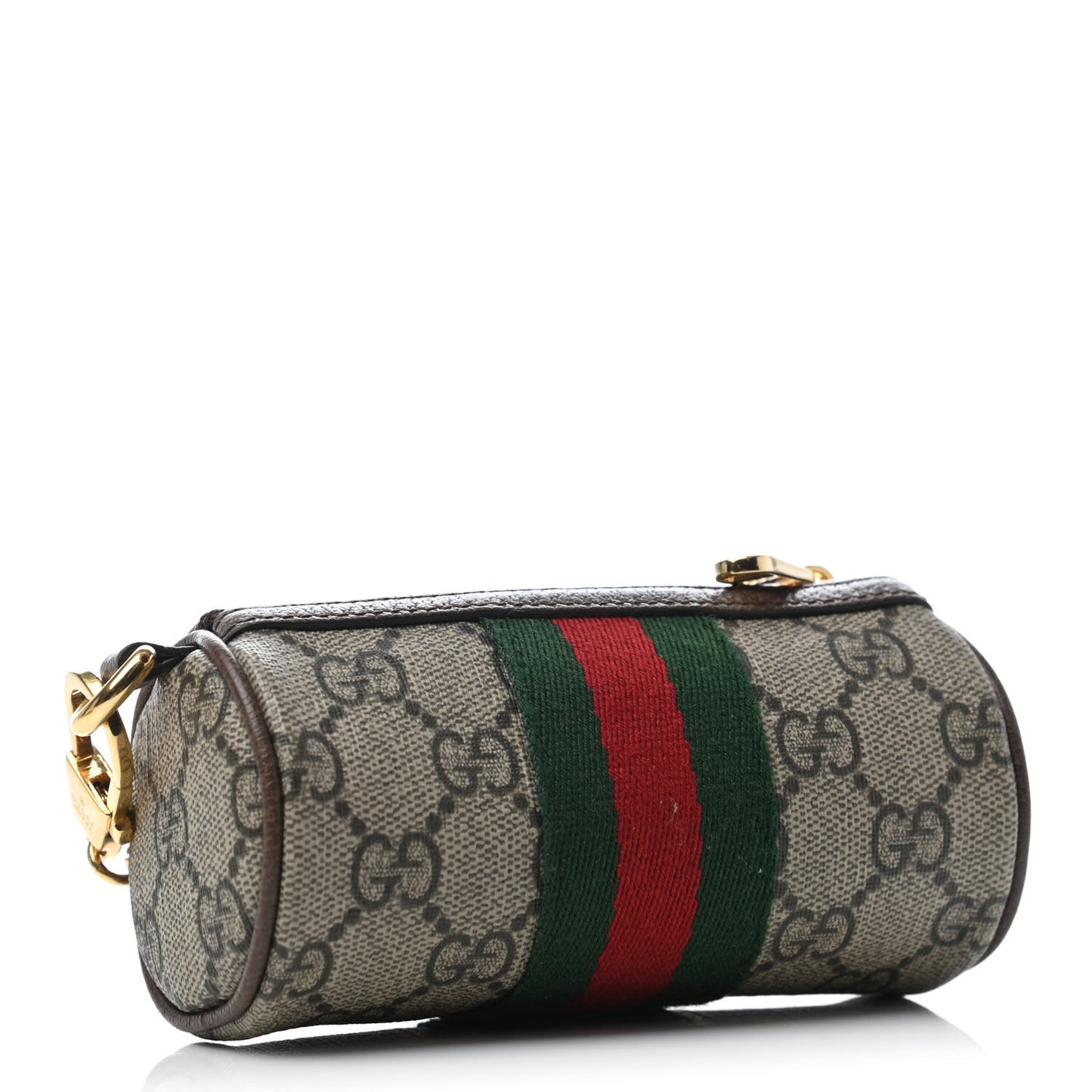 GG Supreme Monogram Web Ophidia Barrel Coin Purse Beige New Acero