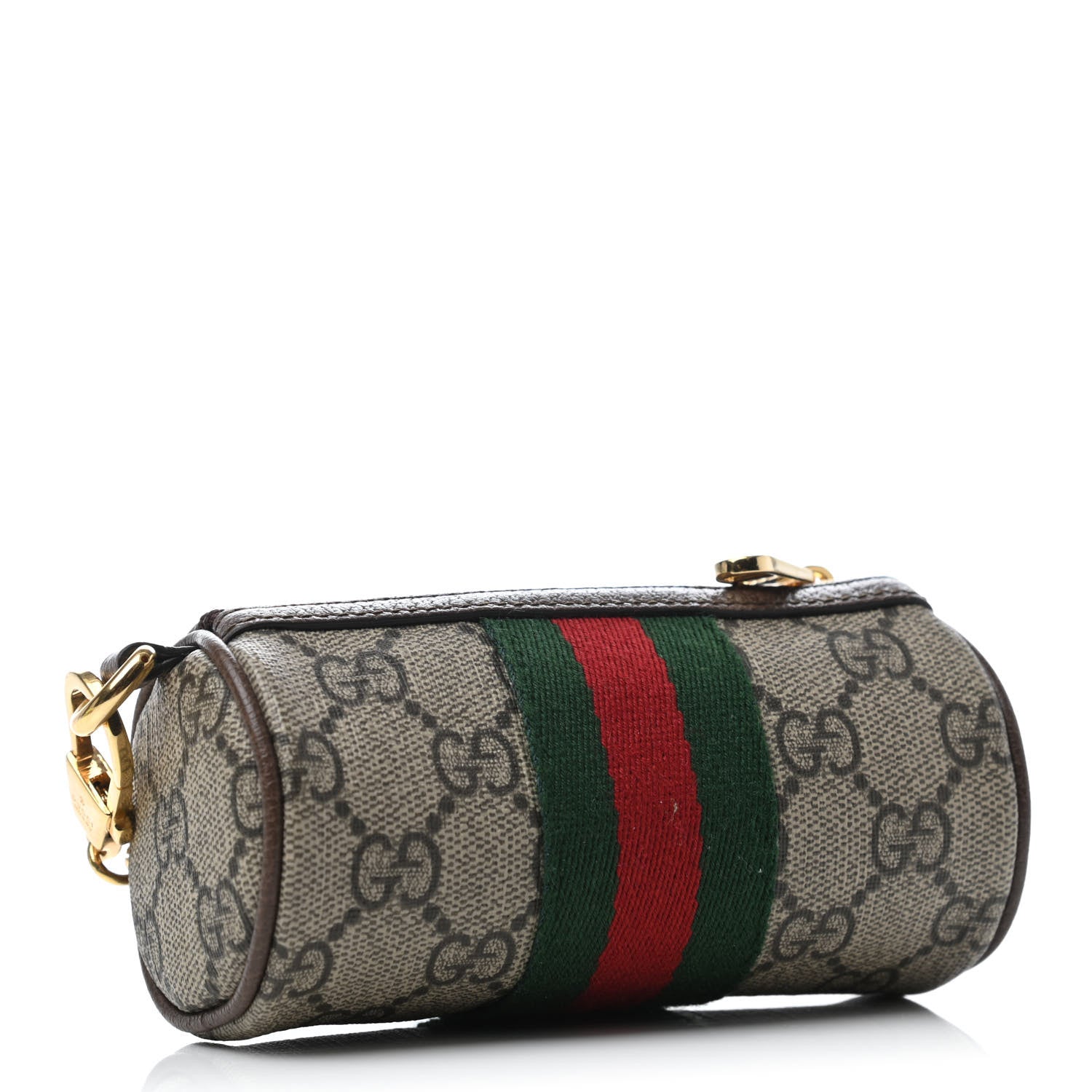Gucci GG Supreme Monogram Web Ophidia Barrel Coin Purse Beige New Acero 2 of 4
