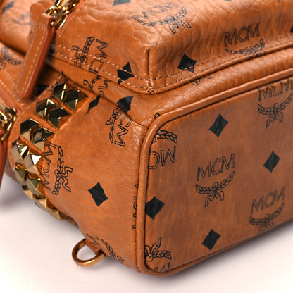 MCM Visetos Side Stud X-Mini Stark Bebe Boo Backpack Cognac 9 of 10