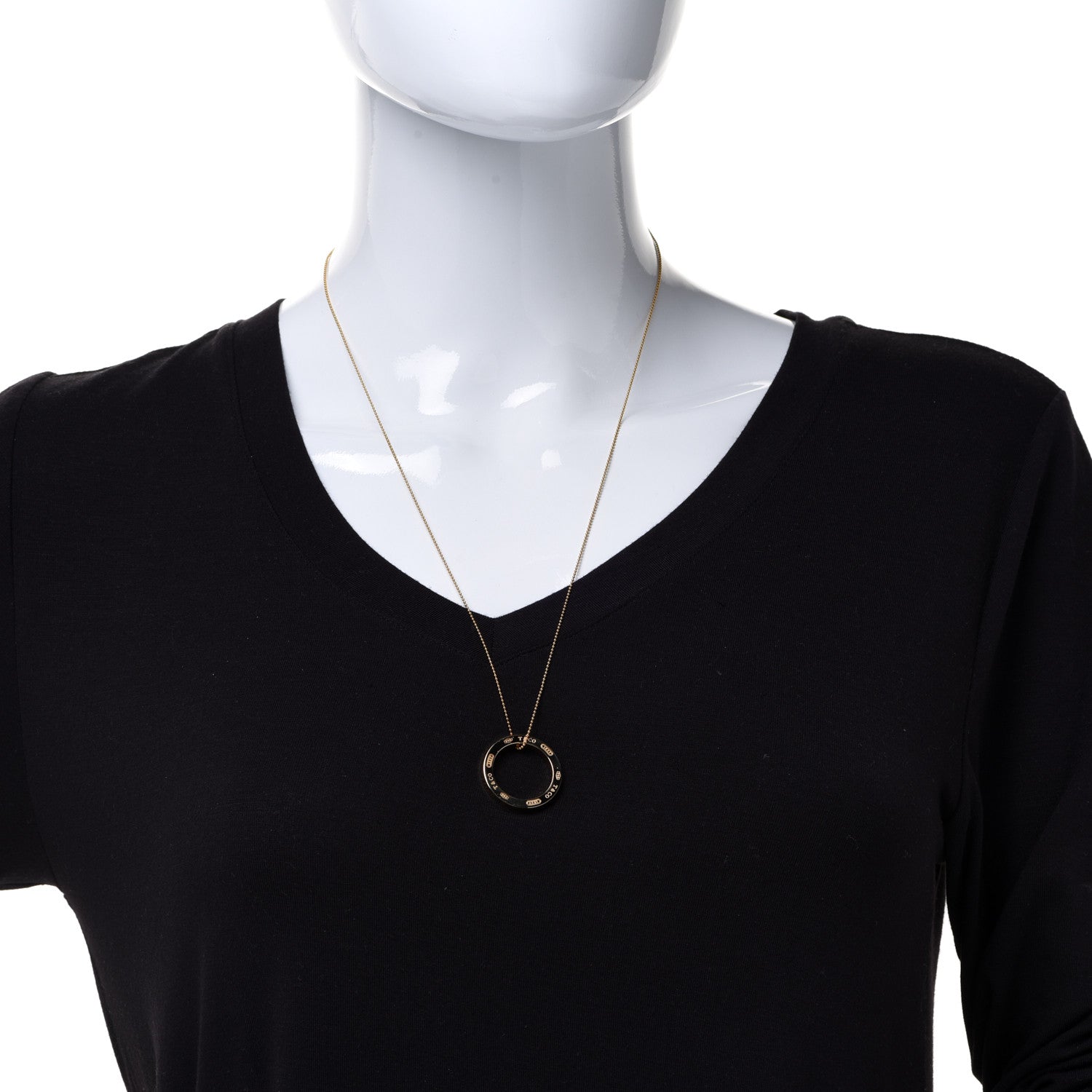 Tiffany 18K Yellow Gold 1837 Circle Pendant Necklace 2 of 6