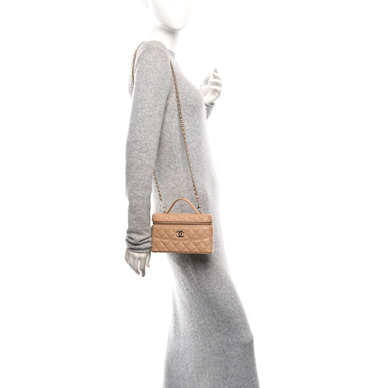 Chanel Caviar Quilted Trendy Handle Slim Vanity Beige 2 of 11