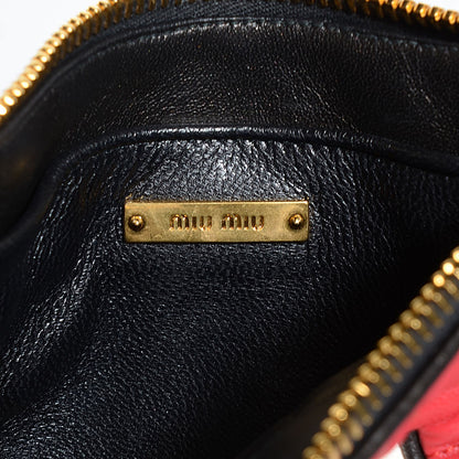 Miu Miu Nappa Leather Biker Tri-Color Red White Black 6 of 8