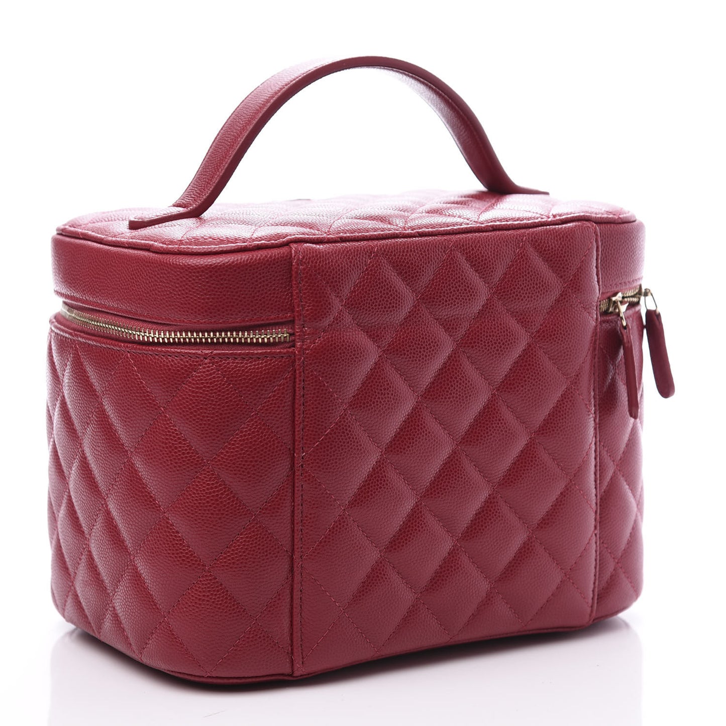 Caviar Quilted Large Vanity Pouch Red
