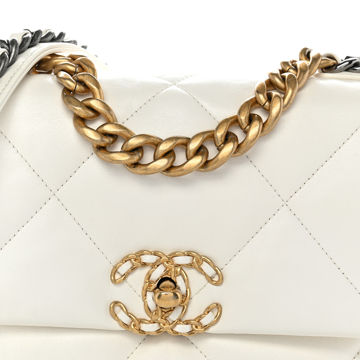 Chanel Goatskin Quilted Medium Chanel 19 Flap White 8 of 10