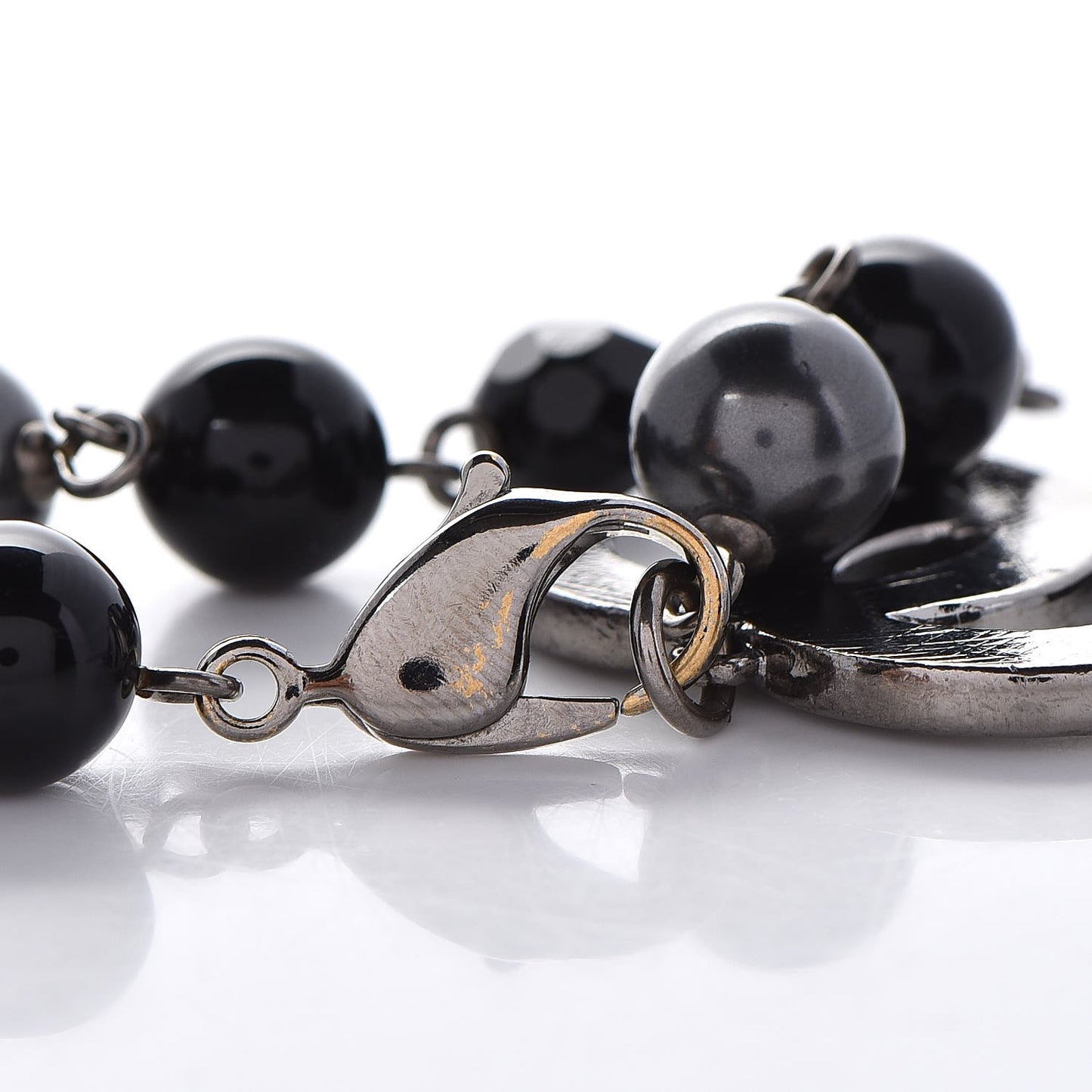 Ruthenium Bead CC Bracelet Black